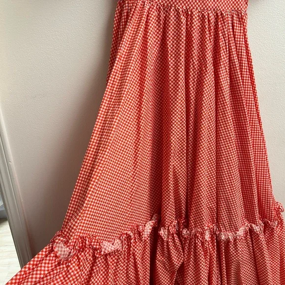 Selkie Red Gingham Puff Sleeve Ritz Gown - Picture 7 of 8
